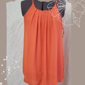 Flowy Orange Keyhole Blouse